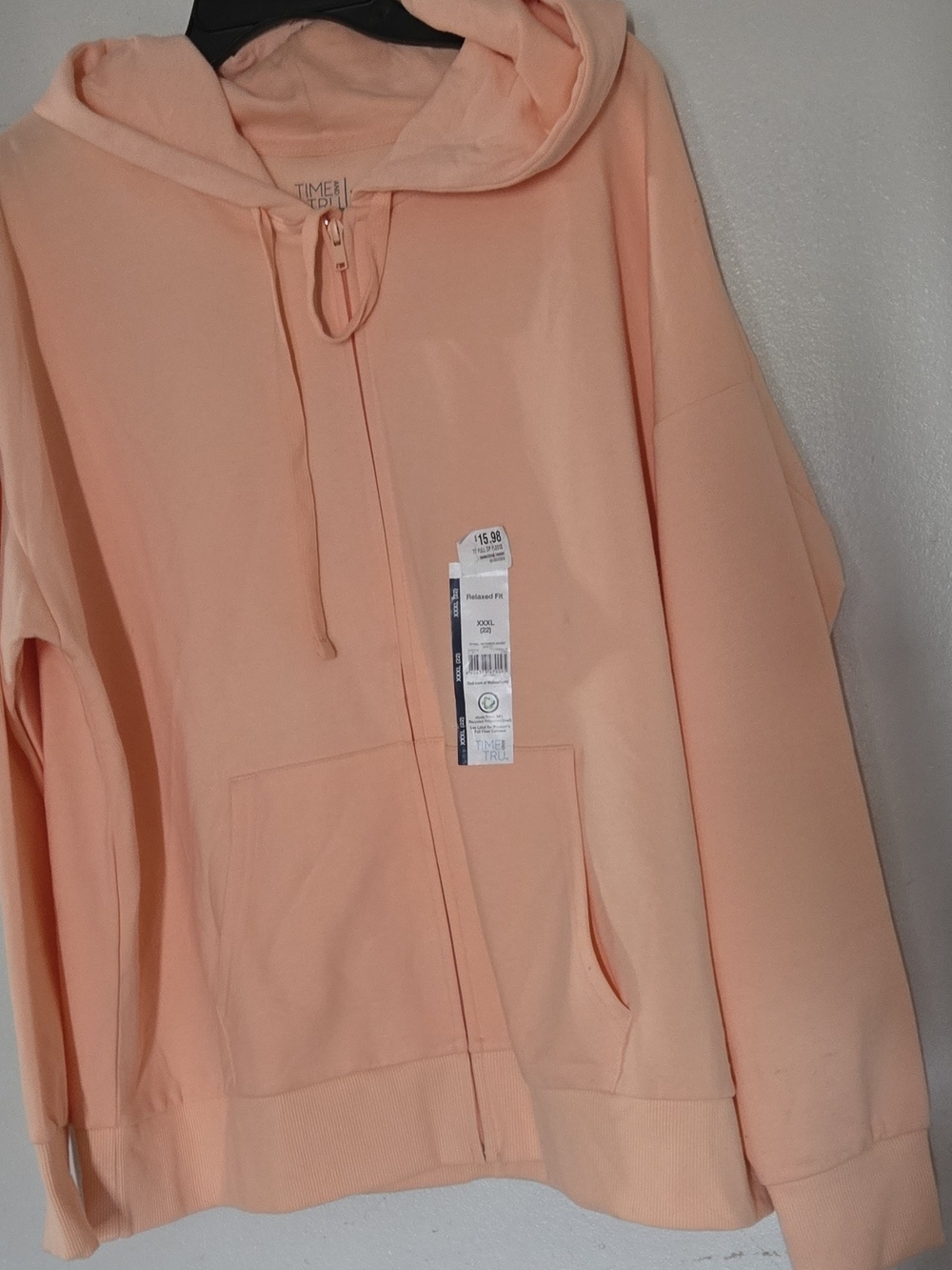 Time and Tru Peach Zip-Up Hoodie Jacket